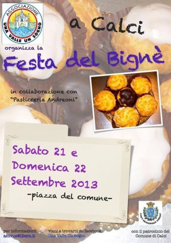 Locandina della Festa del Bignè a Calci, edizione del 2013