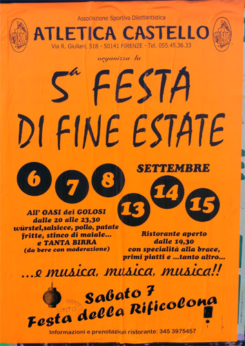 Locandina della Festa di Fine Estate a Castello, edizione del 2013