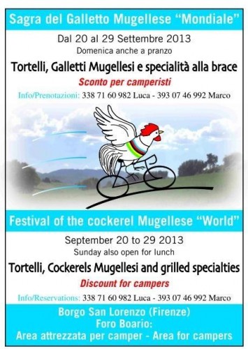 Locandina della Sagra del Galletto Mugellese “Mondiale” a Borgo San Lorenzo, edizione del 2013