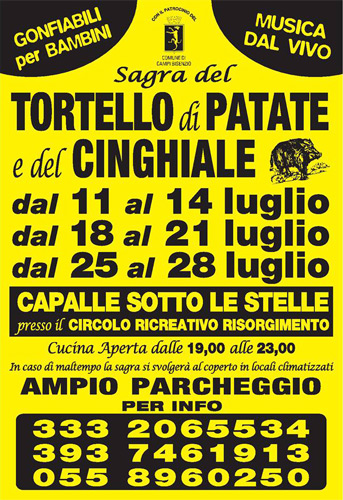 Locandina della Sagra del Tortello di Patate e del Cinghiale a Capalle, edizione del 2013