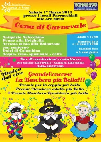 Locandina della Cena di Carnevale a Levanella, edizione 2014