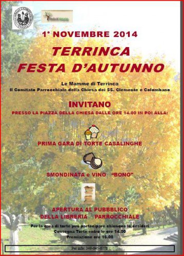 Locandina della Festa d'Autunno a Terrinca, edizione del 2014