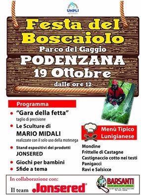 Locandina della Festa del Boscaiolo a Podenzana, edizione del 2014