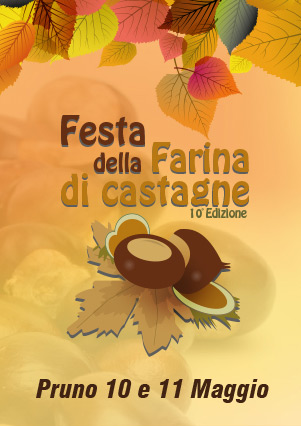 Locandina della Festa della Farina di Castagne a Pruno, edizione del 2014