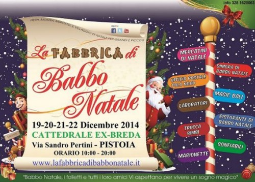 Locandina della Fabbrica di Babbo Natale a Pistoia, edizione 2014