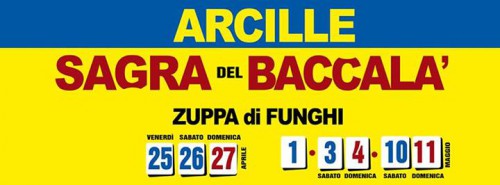 Locandina della Sagra del Baccalà e della Zuppa di Funghi ad Arcille, edizione del 2014