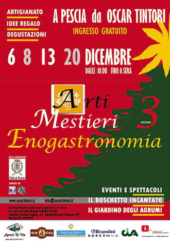 Locandina di Arte, Mestiere, Enogastronomia Locale in Atmosfera Natalizia a Pescia, edizione del 2015