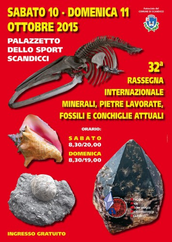 Locandina della Rassegna internazionale di minerali, fossili, pietre lavorate e conchiglie attuali a Scandicci, edizione del 2015