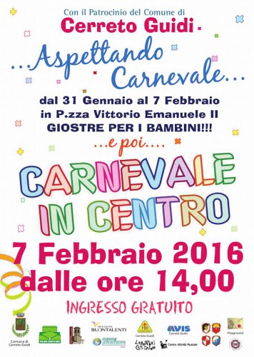 Locandina del Carnevale in Centro a Cerreto Guidi, edizione 2016