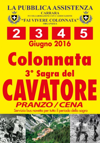 Locandina della Sagra del Cavatore a Colonnata, edizione del 2016