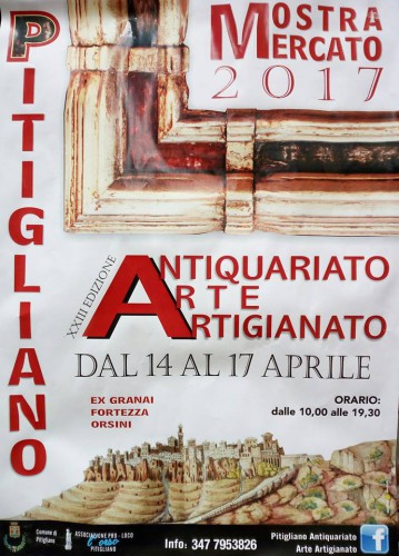 Locandina di Antiquariato, Arte, Artigianato di Pitigliano, edizione di aprile 2017