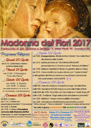 Locandina della Festa della Madonna dei Fiori a Pieve a Settimo, edizione 2017