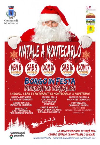 Locandina dei Mercatini di Natale a Montecarlo, edizione del 2017