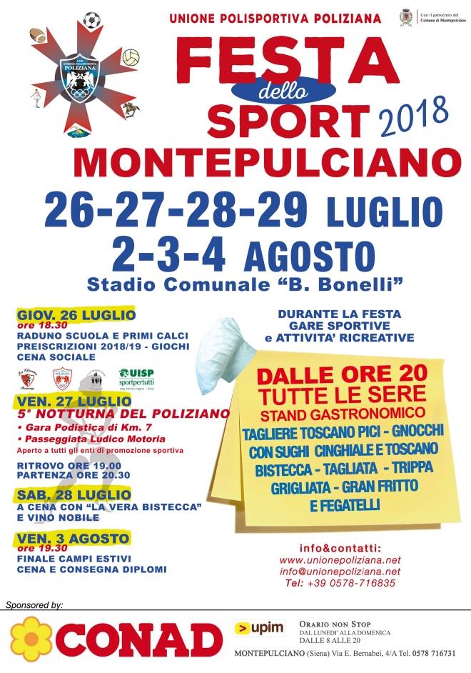 Locandina della Festa dello Sport a Montepulciano
