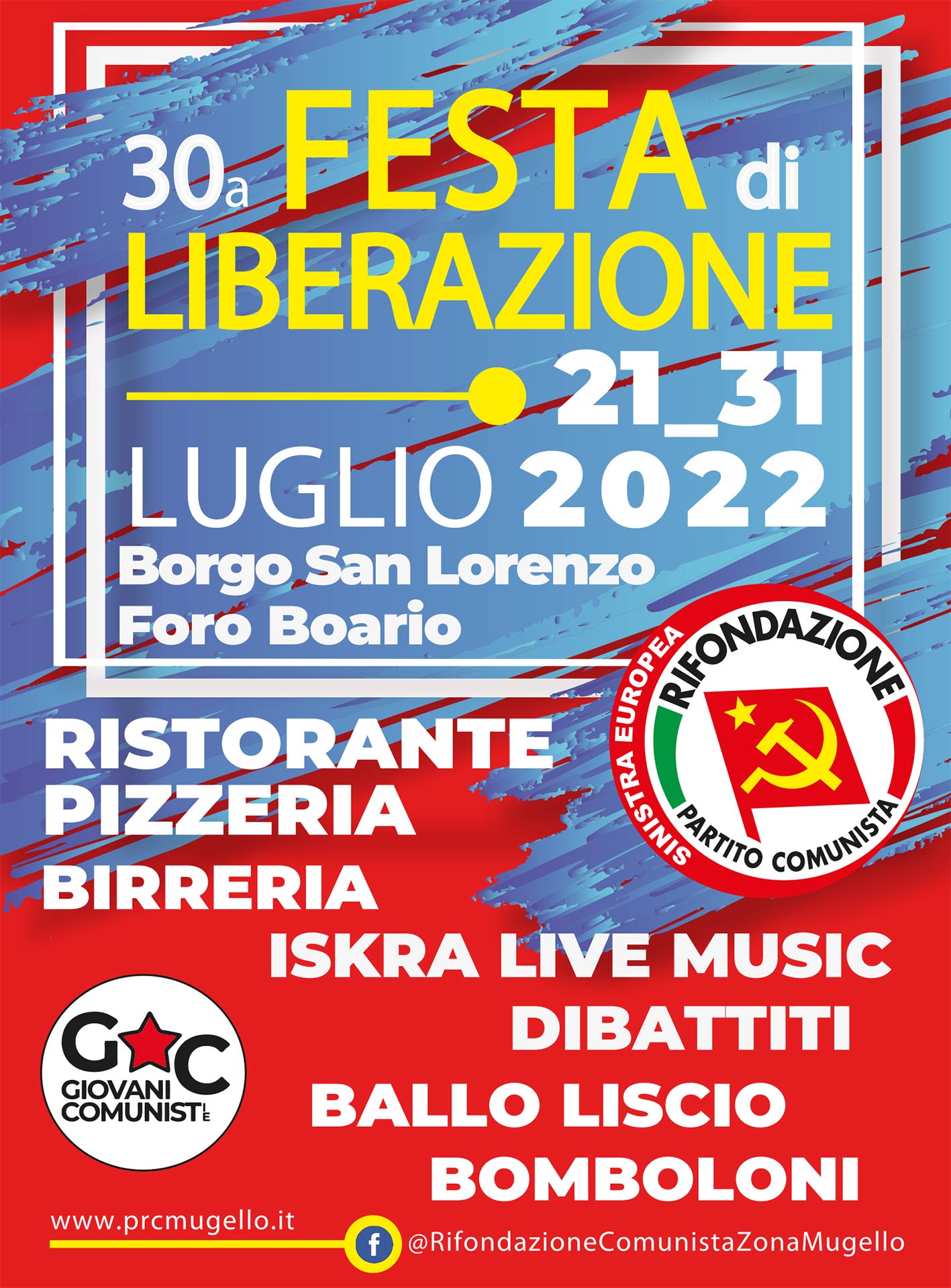 Locandina della Festa di Liberazione a Borgo San Lorenzo, edizione del 2016