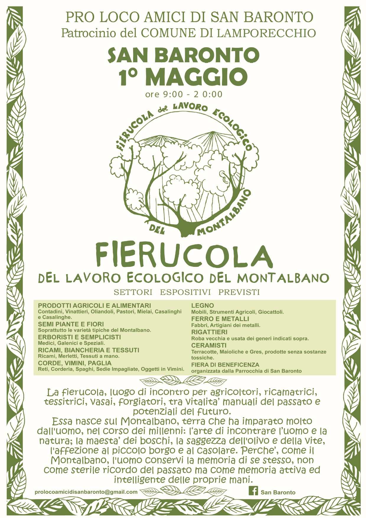 Fierucola del lavoro ecologico del Montalbano