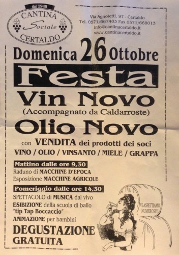 Locandina della Festa del Vin Novo e dell'Olio Novo a Certaldo, edizione del 2014