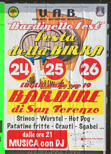 Locandina del Bardinello Fest a Bardine di San Terenzo, edizione del 2015