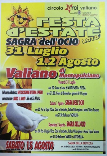 Locandina della Festa d'Estate a Valiano, edizione del 2015