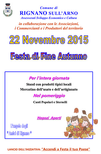 Locandina della Festa di Fine Autunno a Rignano sull'Arno, edizione del 2015