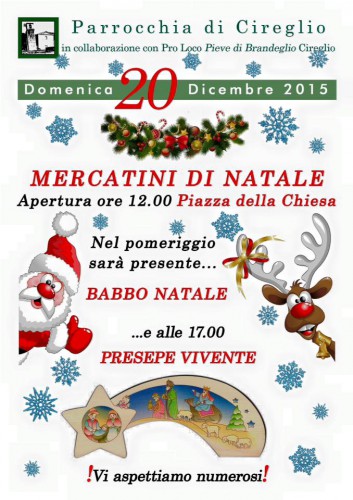 Locandina dei Mercatini di Natale di Cireglio, edizione 2015