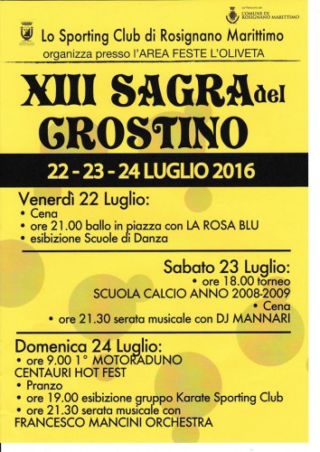 Locandina della Sagra del Crostino a Rosignano Marittimo, edizione 2016
