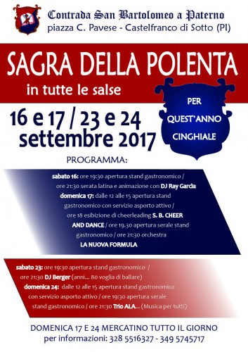 Locandina della Sagra della Polenta a Castelfranco di Sotto, edizione del 2017