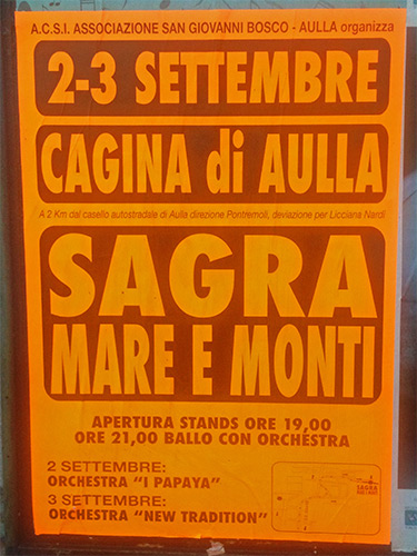 Locandina della Sagra Mari e Monti a Cagina di Aulla, edizione di settembre 2017