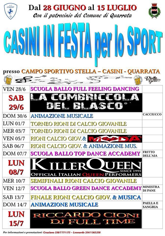 Locandina di Casini in Festa per lo Sport