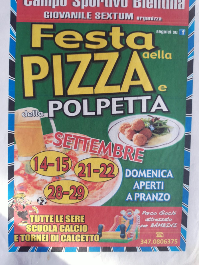 Locandina della Festa della Pizza e della Polpetta a Bientina