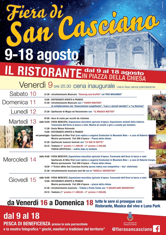 Fiera di San Casciano a Cascina dal 9 al 18 agosto 2019 Fiera di San Casciano a Cascina dal 9 al 18 agosto 2019