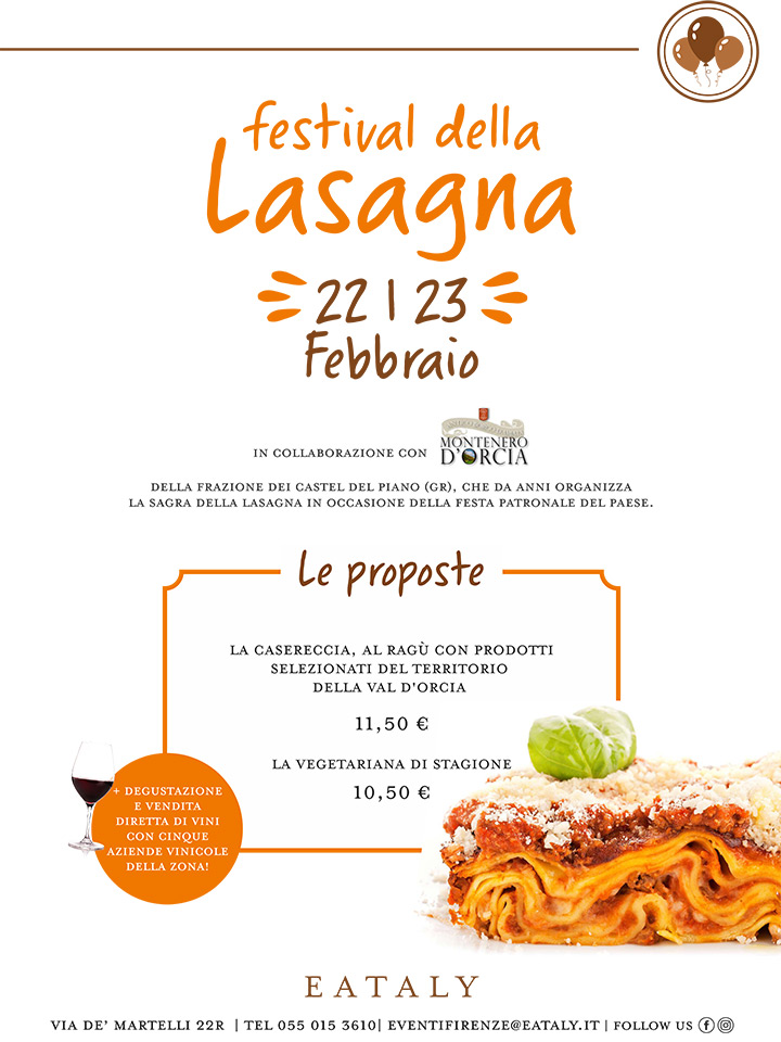 Locandina del Festival della Lasagna a Eataly Firenze