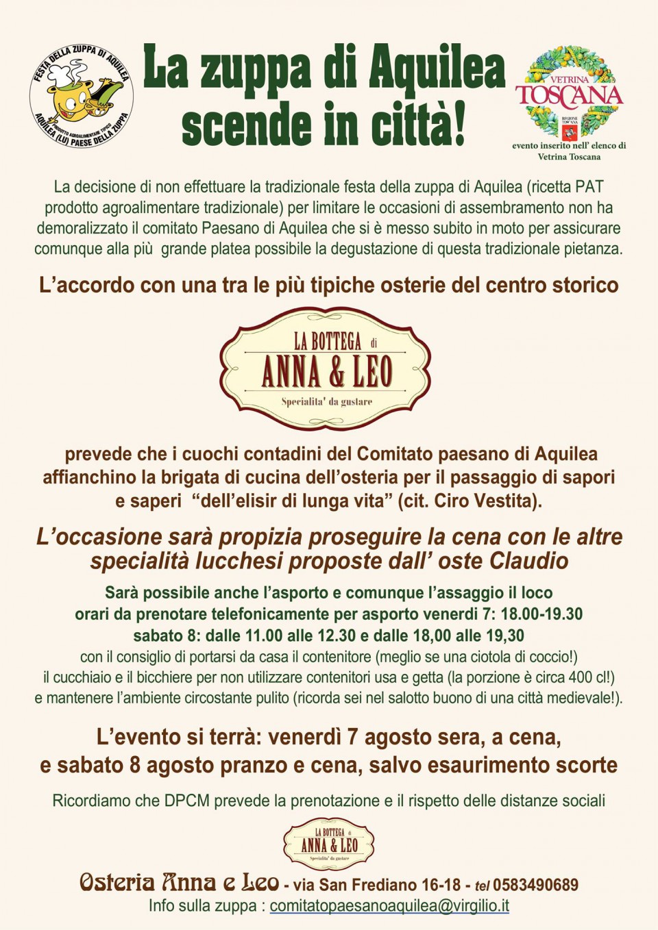 La Zuppa di Aquilea scende in città