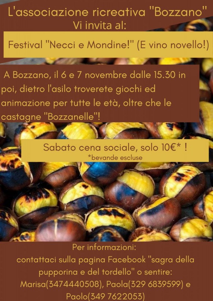 Locandina della Festa d'Autunno Necci e Mondine a Bozzano, edizione del 2015