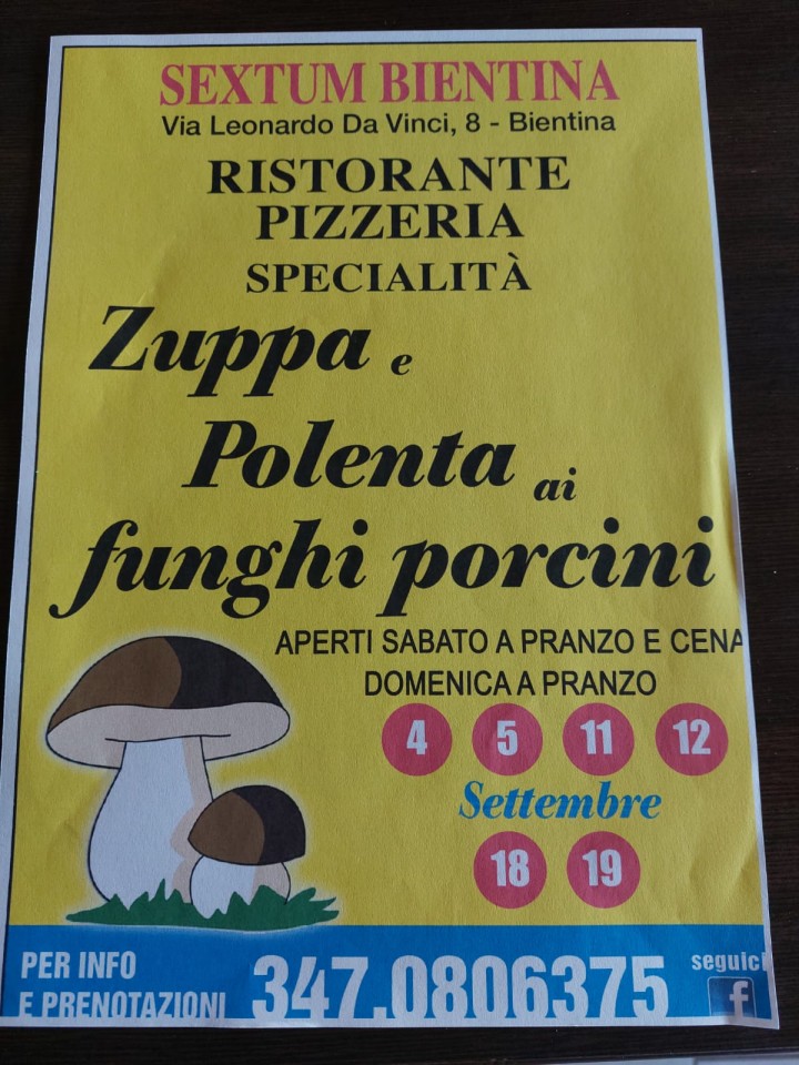 Locandina della Festa della Zuppa toscana e della Polenta ai funghi porcini