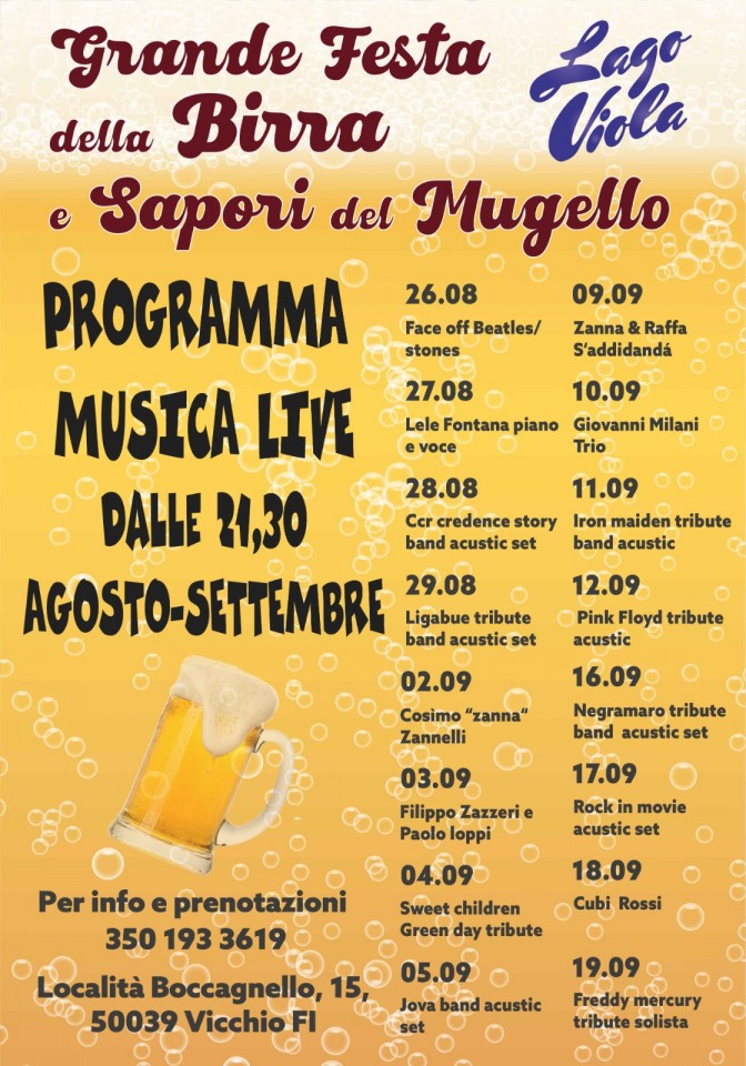 Programma della Grande Festa della Birra e dei Sapori del Mugello a Vicchio