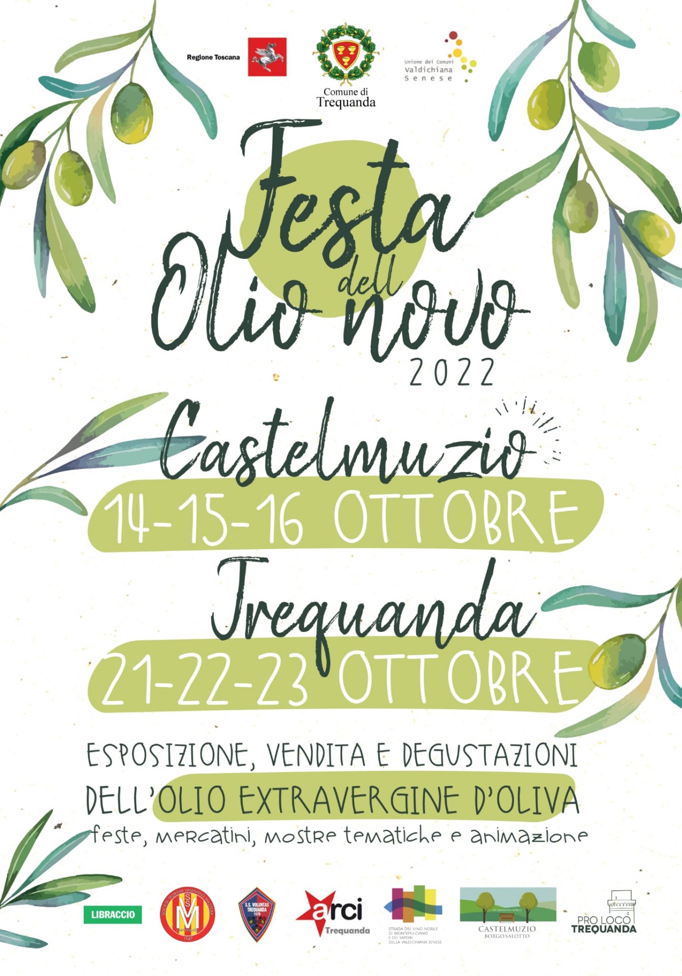 Locandina della Festa dell'Olio Novo a Castelmuzio e Trequanda