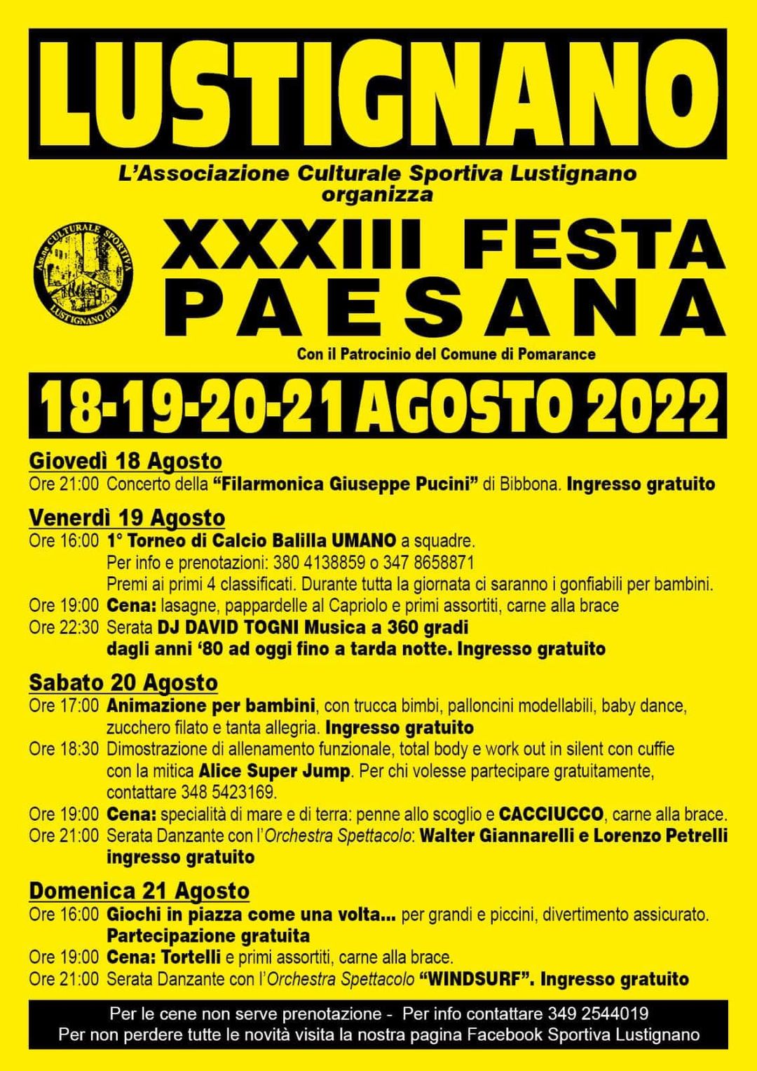Locandina della Festa Paesana a Lustignano