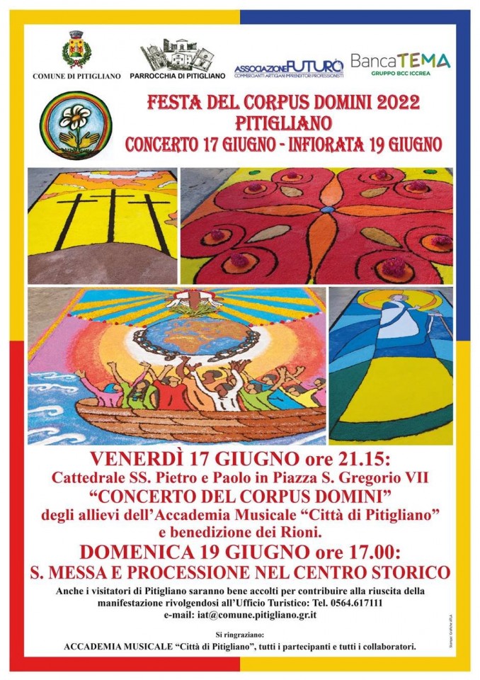 Locandina dell'Infiorata del Corpus Domini a Pitigliano, edizione 2017