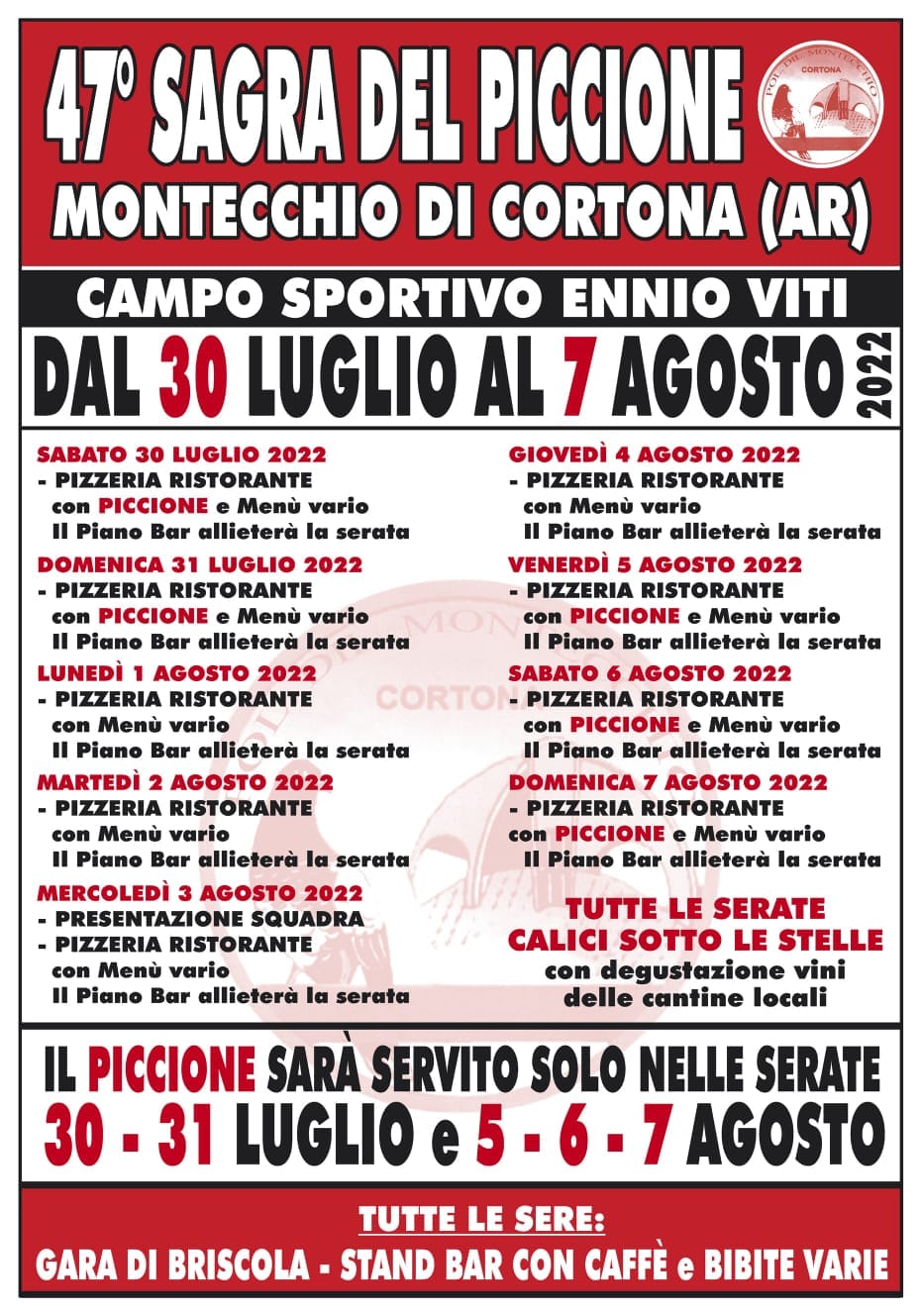 Locandina della Sagra del Piccione a Montecchio di Cortona