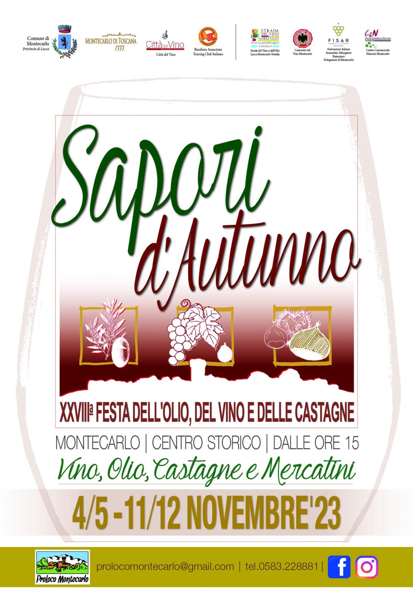 Locandina della Festa del'Olio e del Vino Novello a Montecarlo