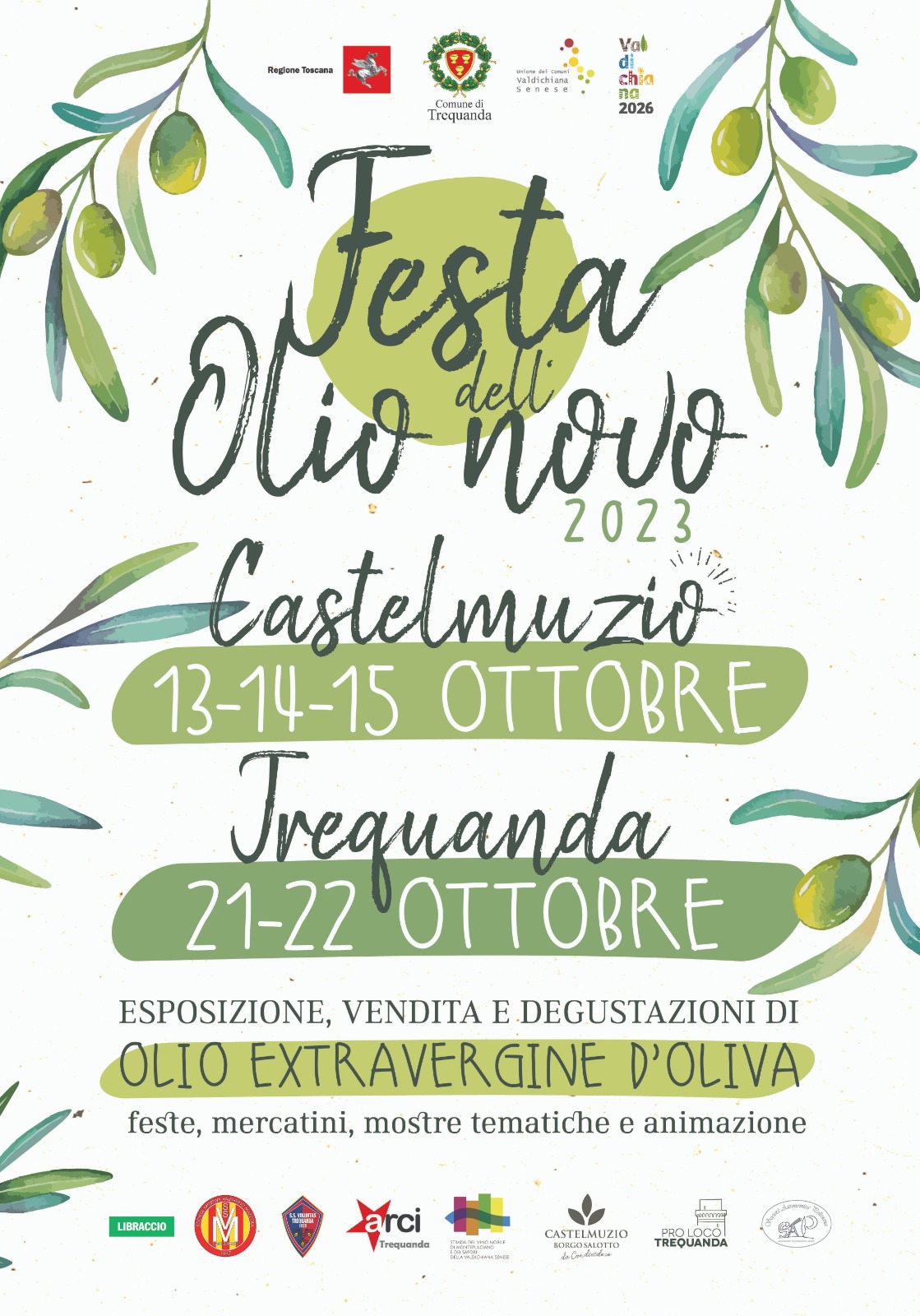 Locandina della Festa dell'Olio Novo a Castelmuzio e Trequanda