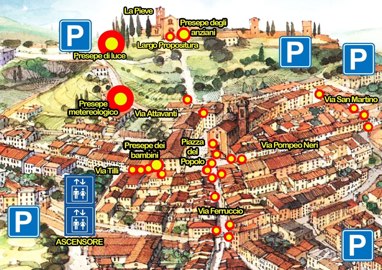 Mappa de La via dei presepi a Castelfiorentino