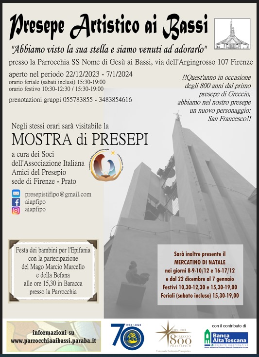 Locandina del Presepe Artistico ai Bassi a Firenze