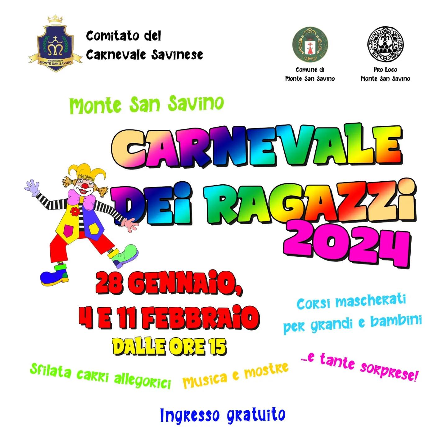 Locandina Carnevale dei ragazzi a Monte San Savino