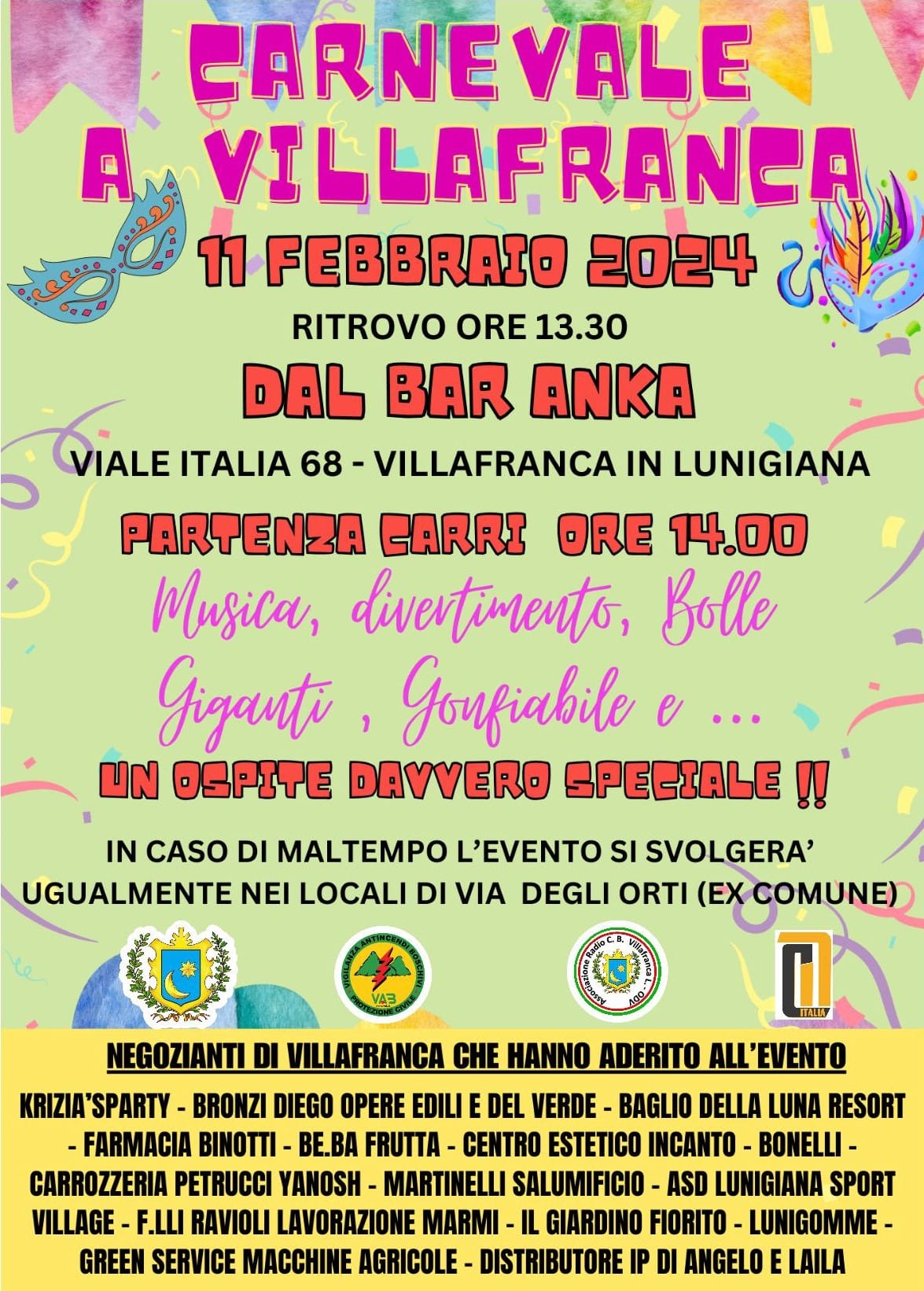 Locandina del Carnevale a Villafranca in Lunigiana