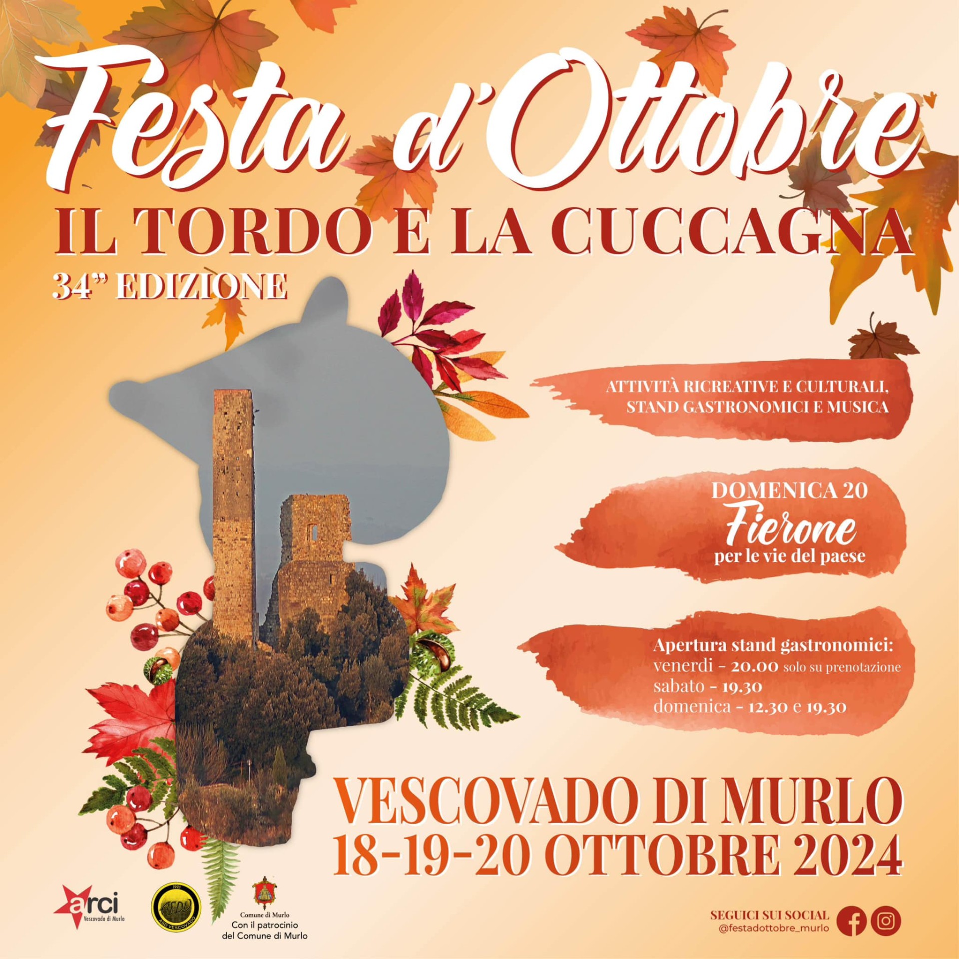 Locandina della Festa di Ottobre - Il Tordo e la Cuccagna a Vescovado di Murlo