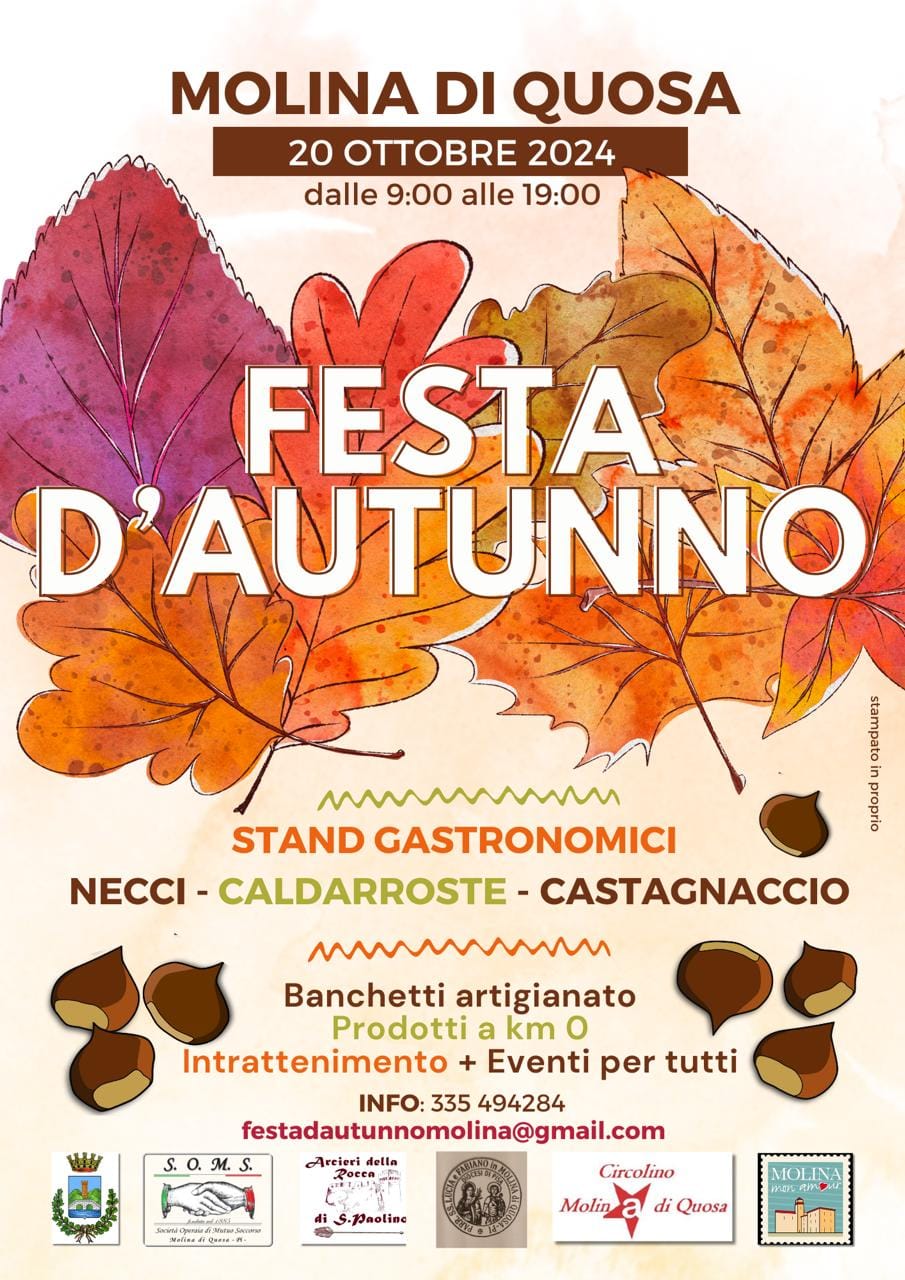 Locandina della Festa dell'Olio Novo e della Castagna a Molina di Quosa