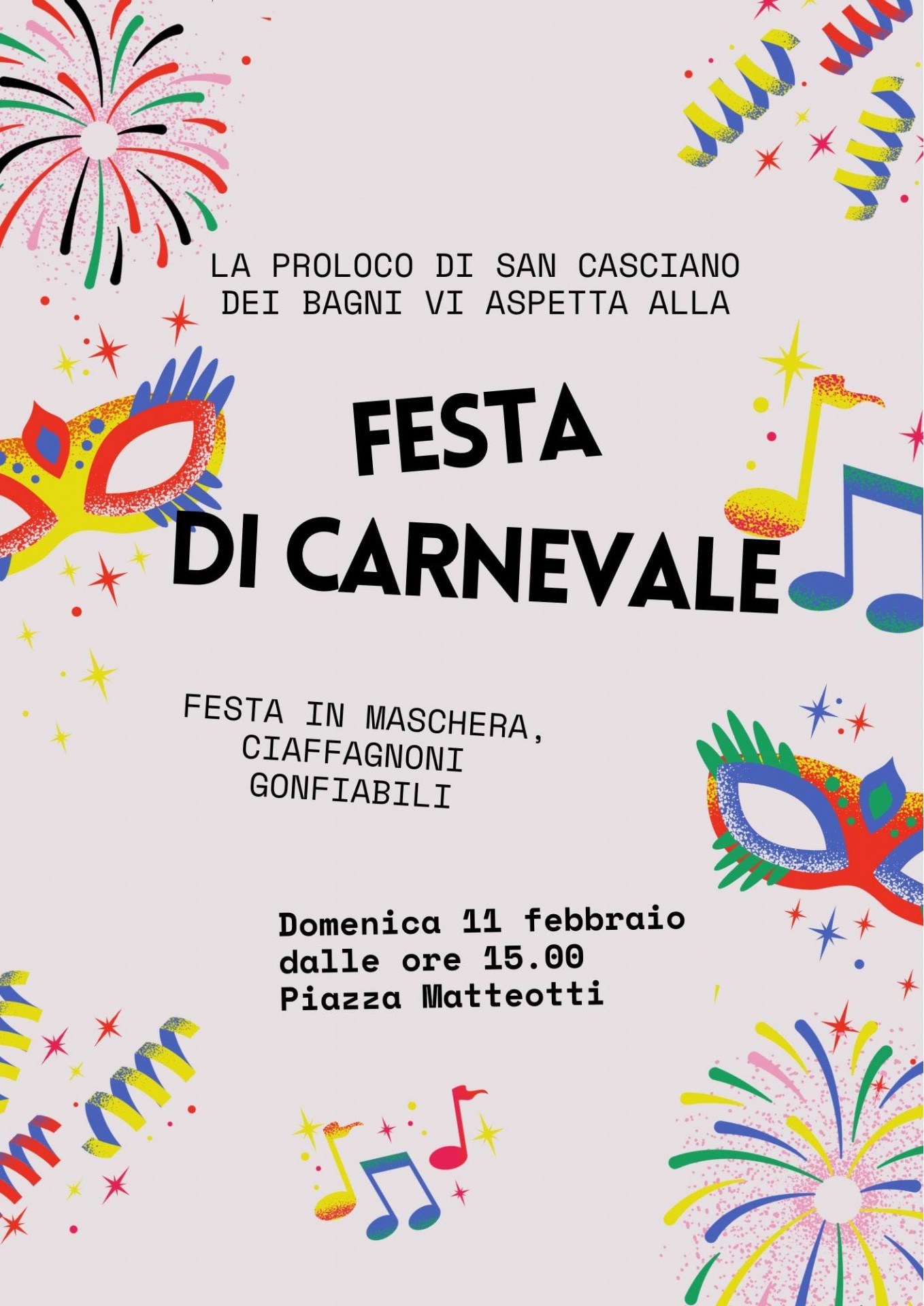 Locandina Festa di carnevale a San Casciano in Bagni