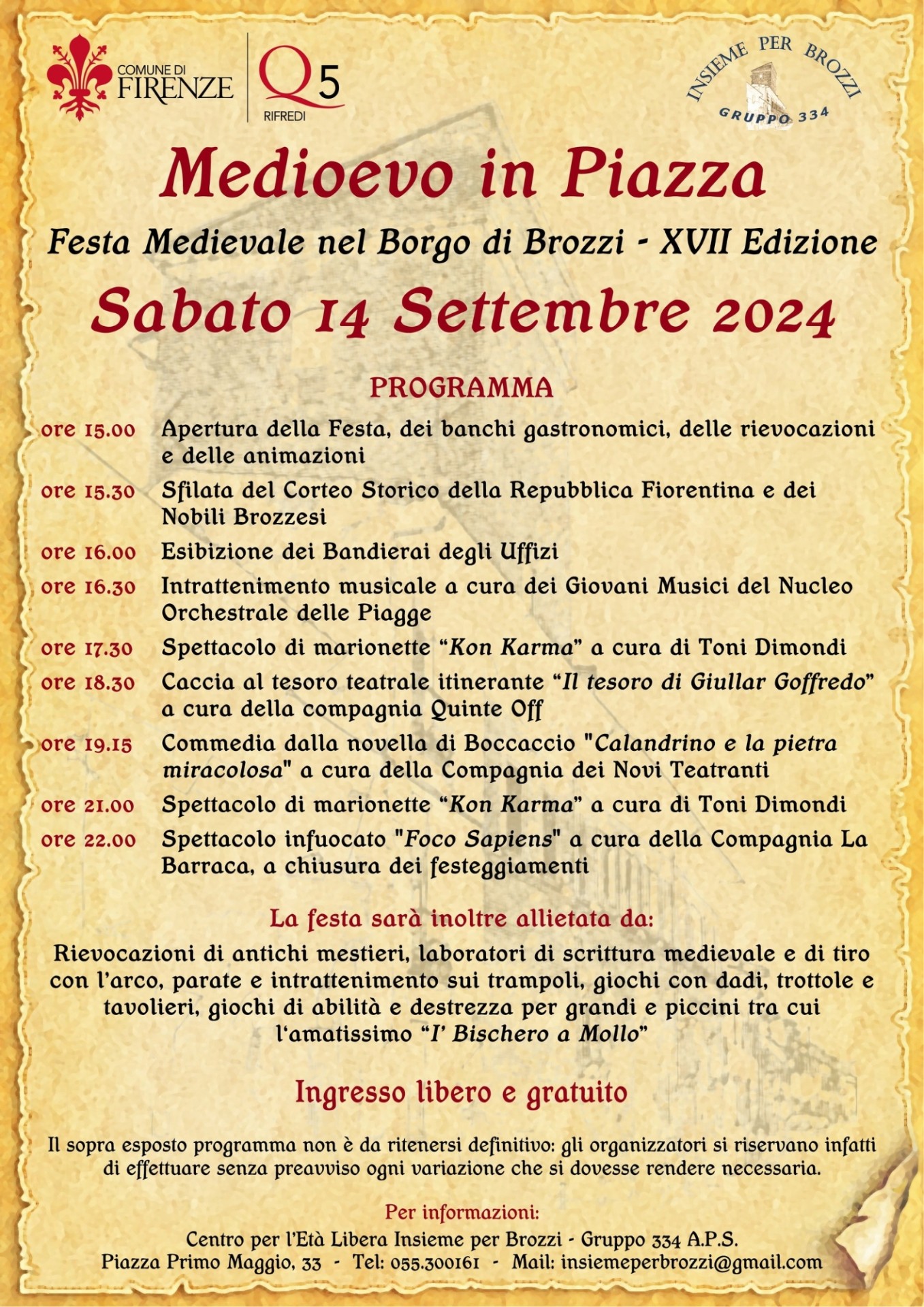 Locandina della Festa Medievale a Brozzi